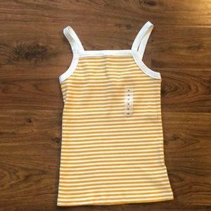 Yellow & White Striped Ribbed Tank Top